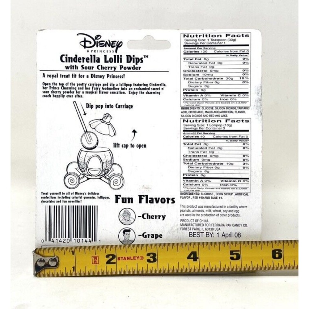 Disney Princess Cinderella Lollipop Dip Candy with 3 Lollipops Carriage 2008 - Picture 4 of 6